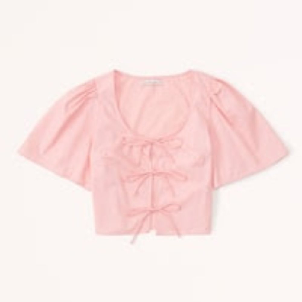 NWT Abercrombie Tie-Front Poplin Top